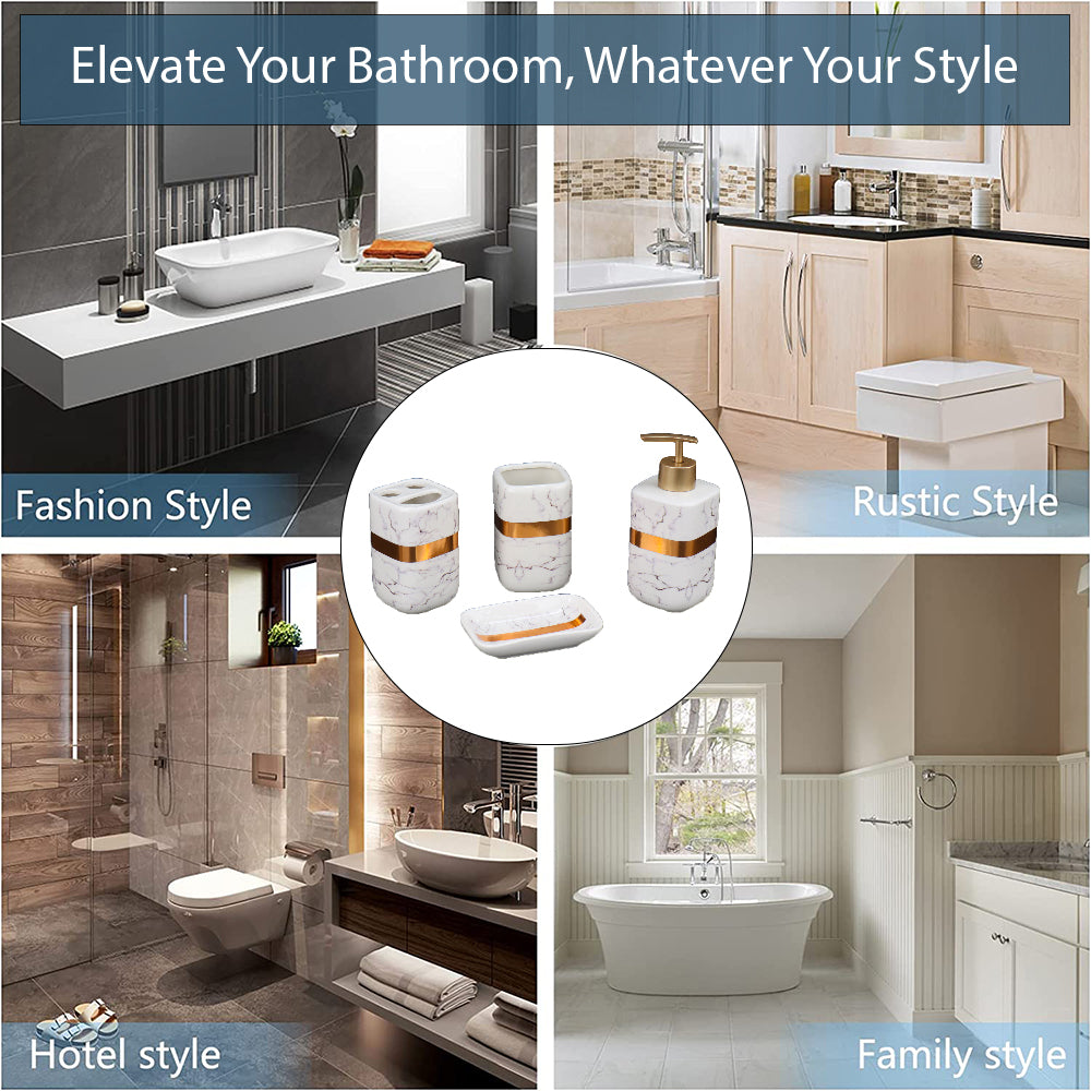 Durane Marbled Silver Bathroom 4pc Set