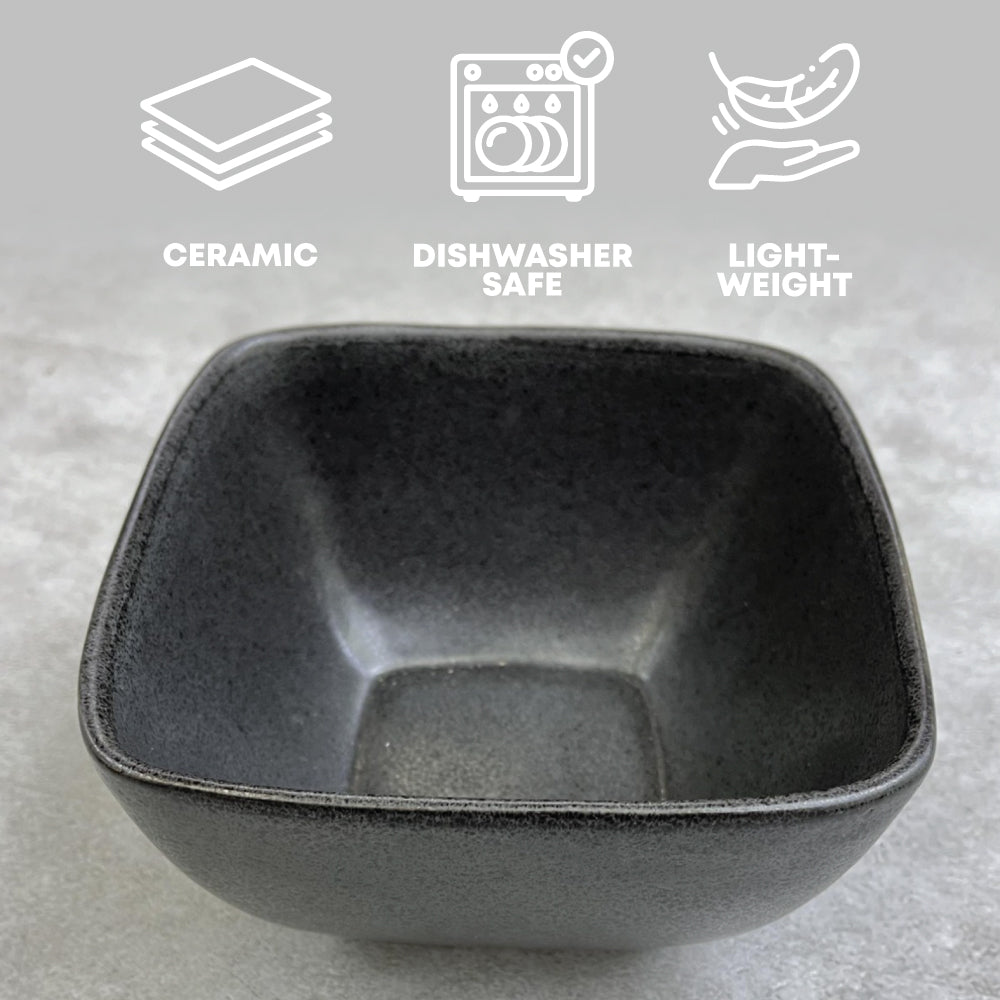 Durane Ceramic Square Cereal Bowl/ Black
