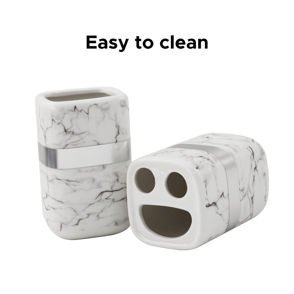 Durane Marbled Silver Bathroom 4pc Set