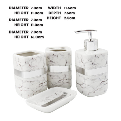 Durane Marbled Silver Bathroom 4pc Set