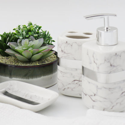 Durane Marbled Silver Bathroom 4pc Set