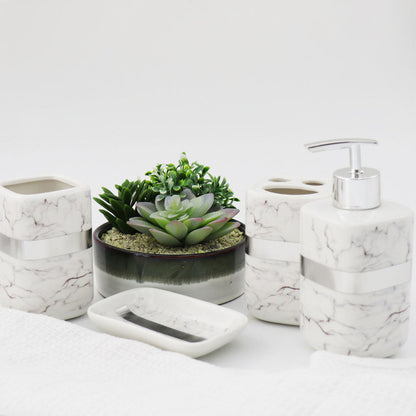 Durane Marbled Silver Bathroom 4pc Set