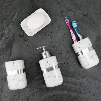 Durane Marbled Silver Bathroom 4pc Set