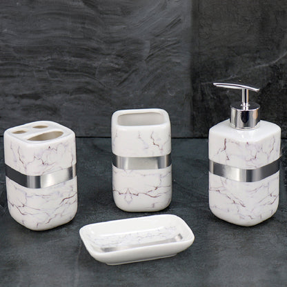Durane Marbled Silver Bathroom 4pc Set
