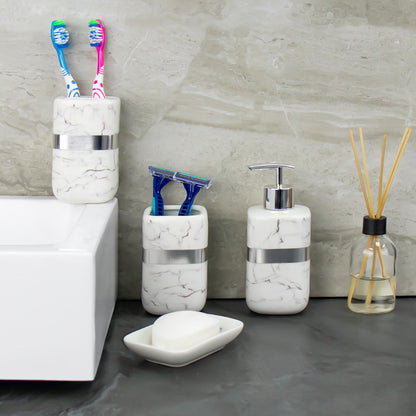 Durane Marbled Silver Bathroom 4pc Set