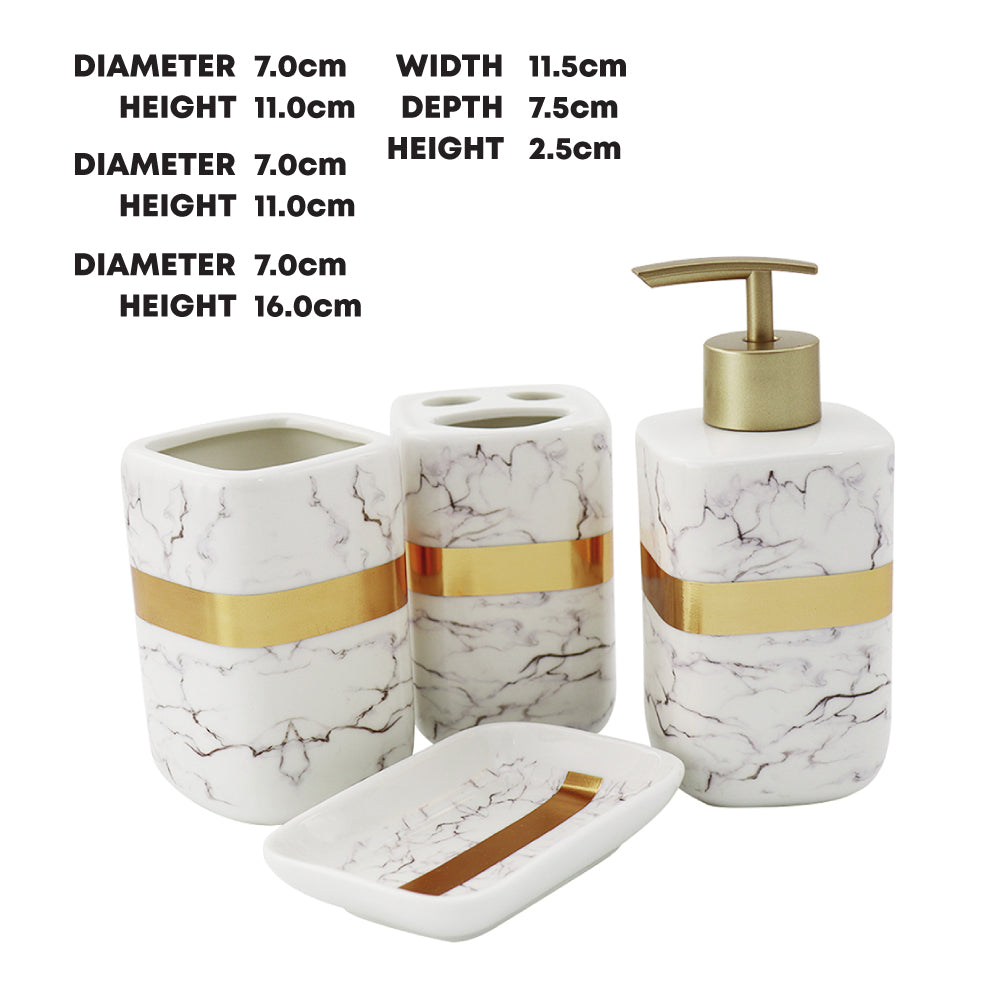 Durane Marbled Silver Bathroom 4pc Set