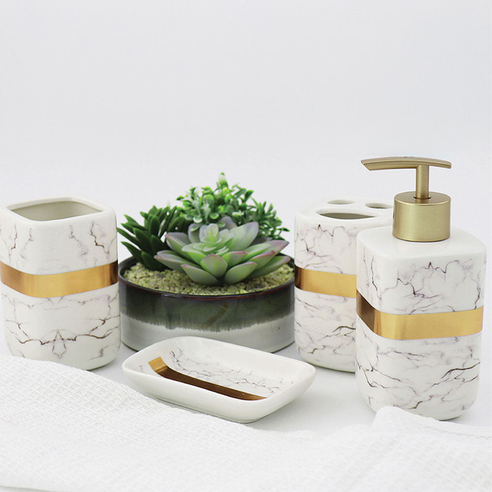 Durane Marbled Silver Bathroom 4pc Set