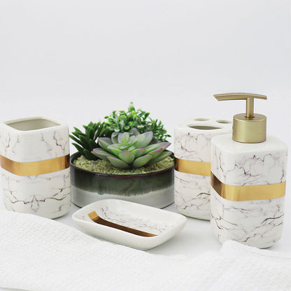 Durane Marbled Silver Bathroom 4pc Set