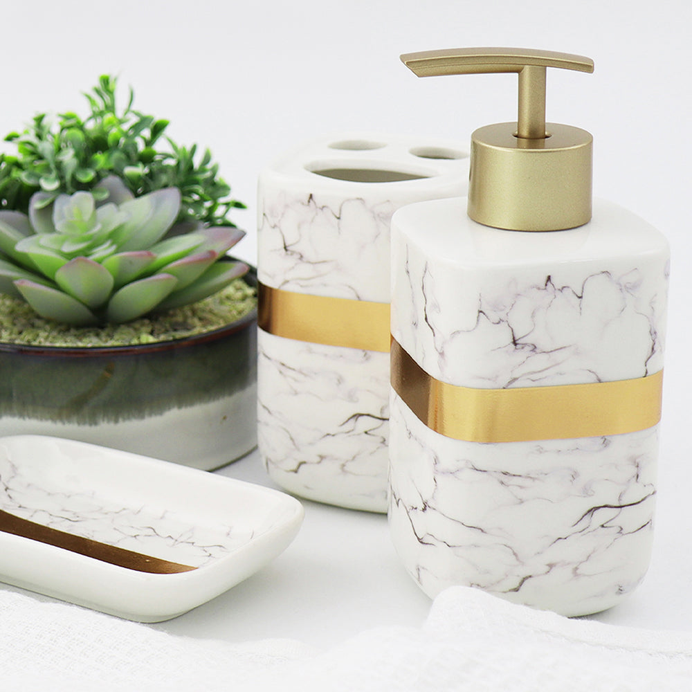 Durane Marbled Silver Bathroom 4pc Set