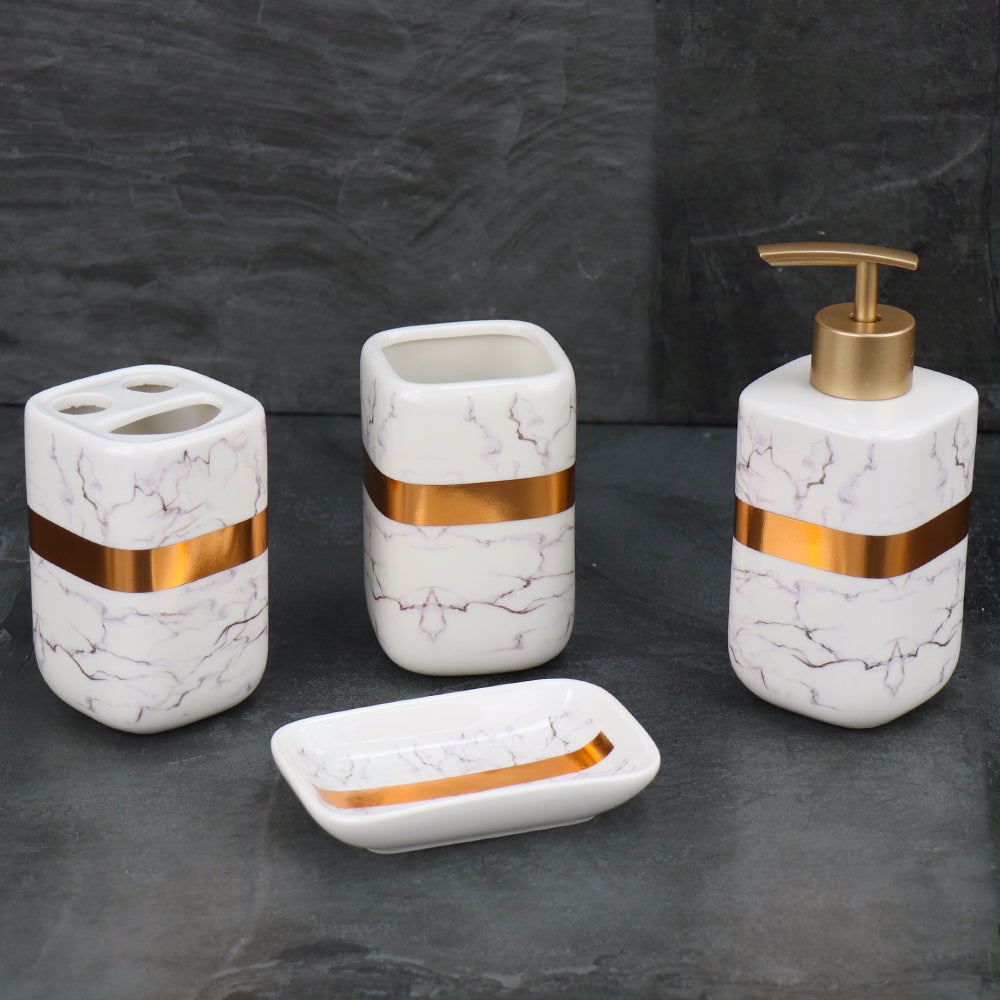 Durane Marbled Silver Bathroom 4pc Set