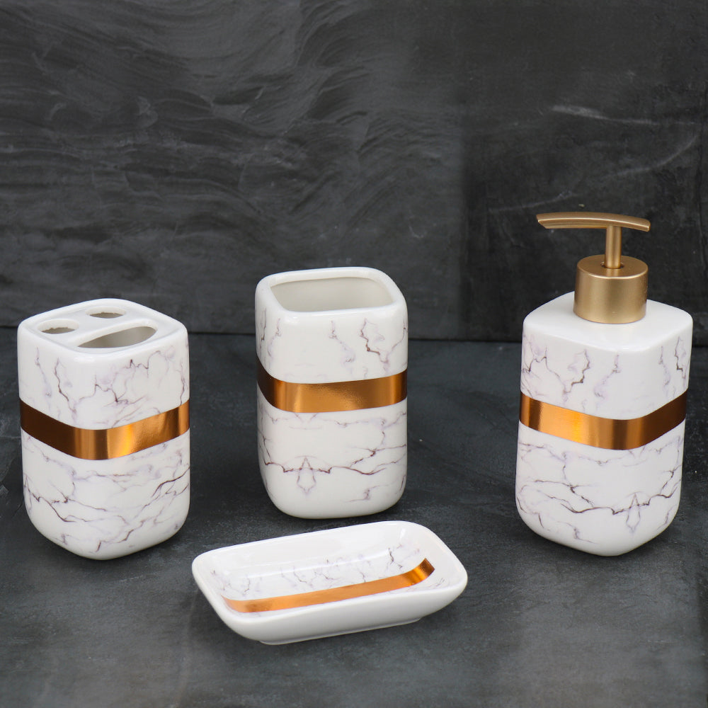 Durane Marbled Silver Bathroom 4pc Set