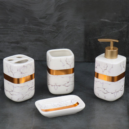 Durane Marbled Silver Bathroom 4pc Set