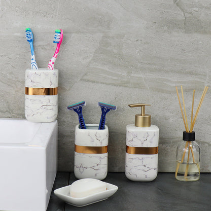 Durane Marbled Silver Bathroom 4pc Set