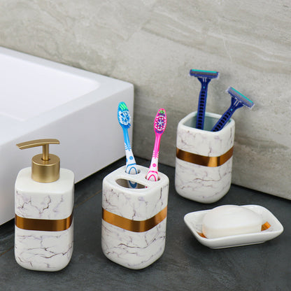 Durane Marbled Silver Bathroom 4pc Set