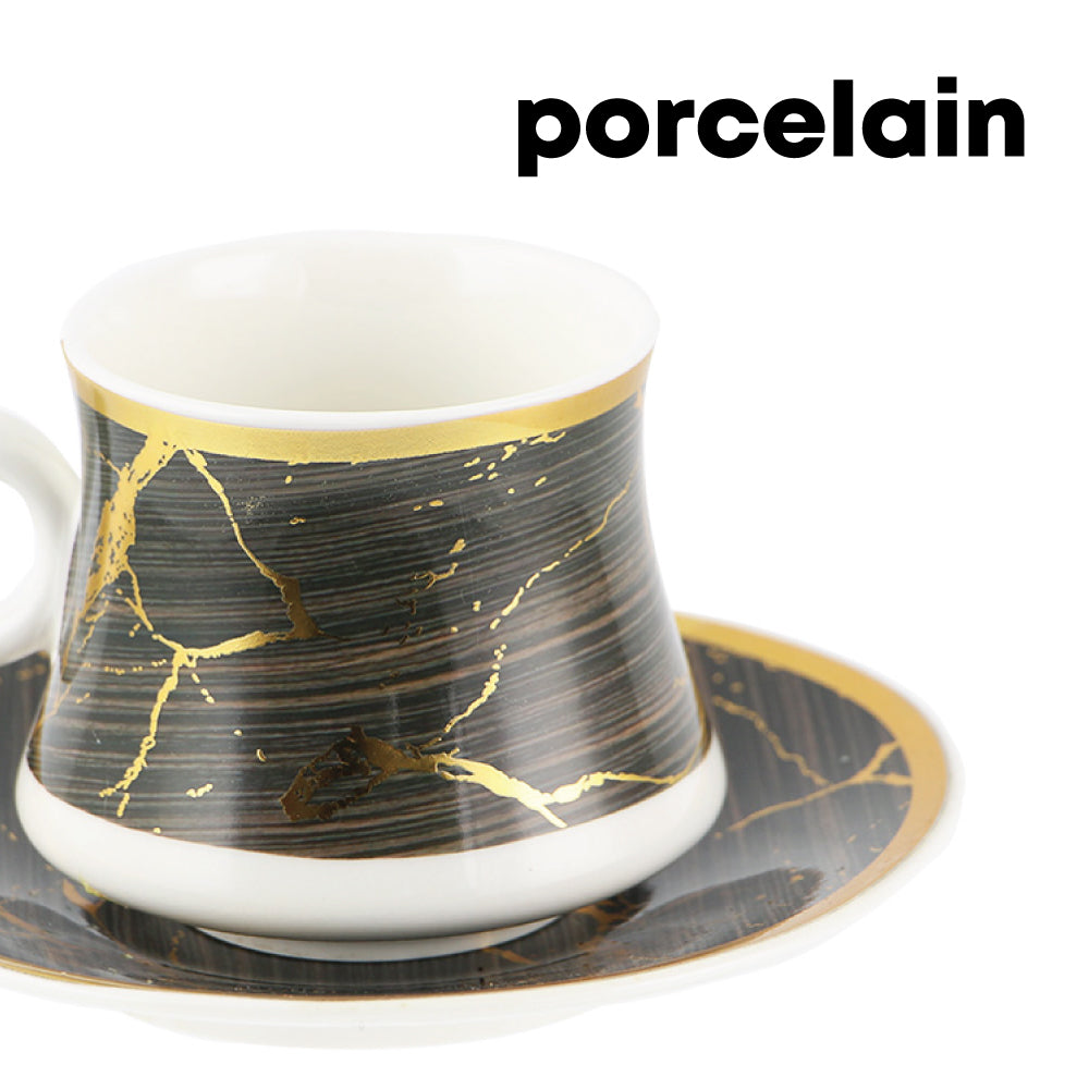 Durane Sylva Tea Set 12pc/ Black-Gold