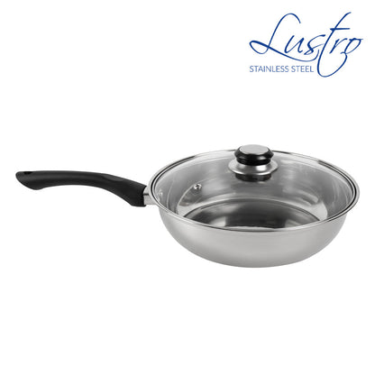 Lustro Stainless Steel Frying Pan with Lid