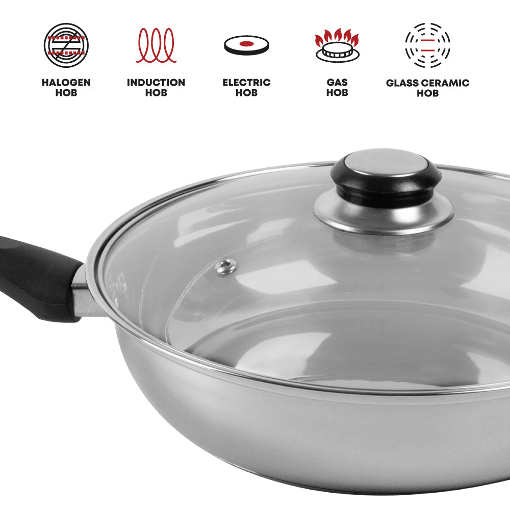 Lustro Stainless Steel Frying Pan with Lid