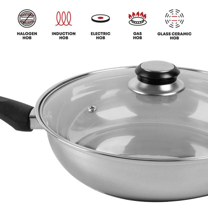 Lustro Stainless Steel Frying Pan with Lid