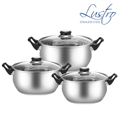 Lustro Stainless Steel Stockpot 3pc Set