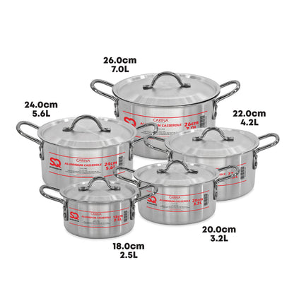 SQ Professional Galaxis Aluminium Casserole Set 5pc/ Carina