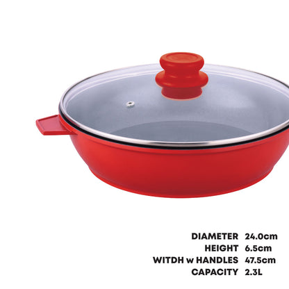 SQ Professional Nea Seramiq Die-Cast Saute Pan/ Red