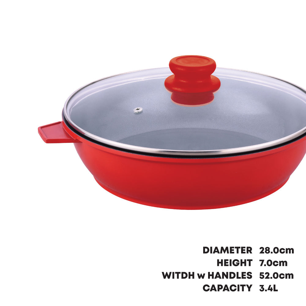SQ Professional Nea Seramiq Die-Cast Saute Pan/ Red