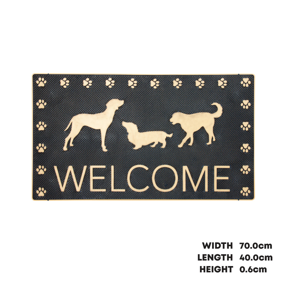 SQ Professional Rubber Doormat Rectangular Welcome Dogs