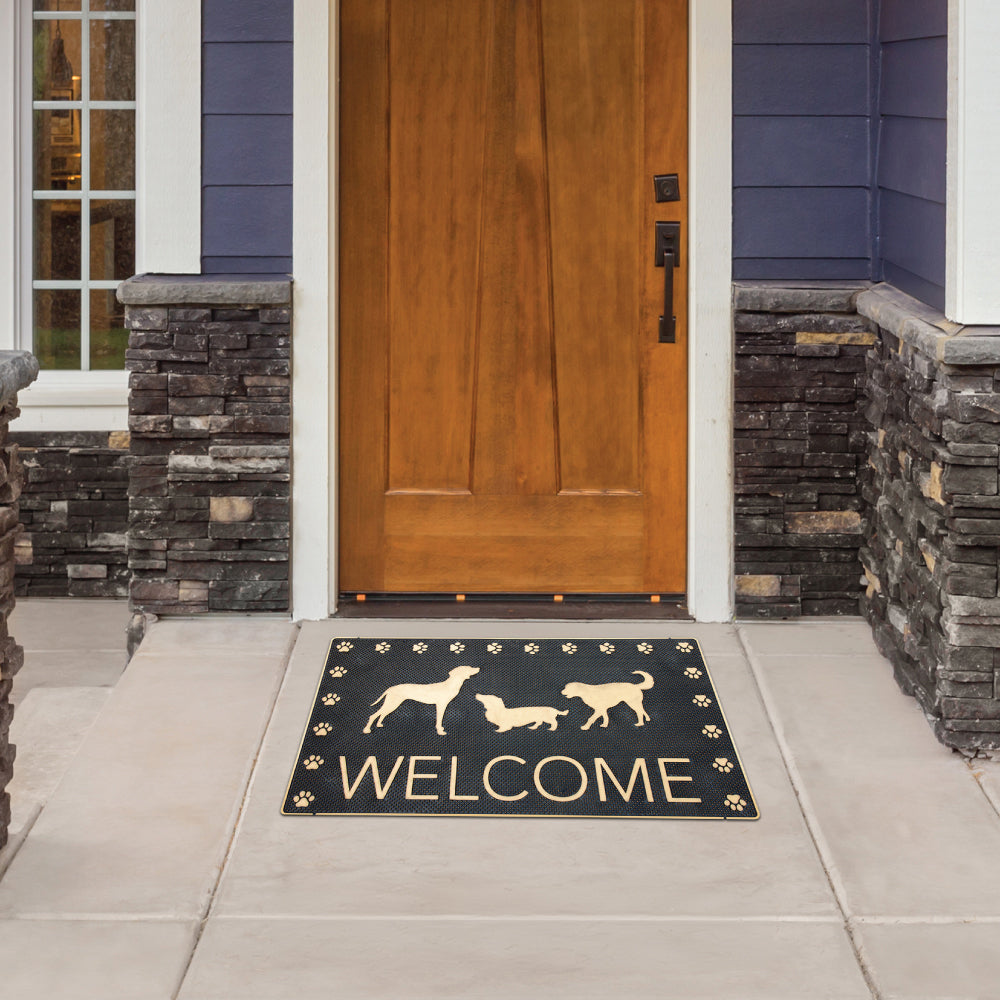 SQ Professional Rubber Doormat Rectangular Welcome Dogs