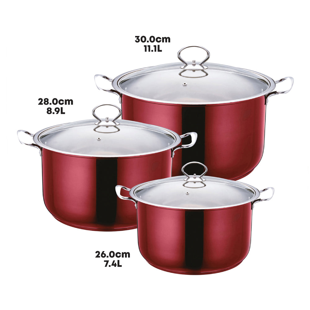 SQ Professional Gems Stainless Steel Stockpot Set 3pc