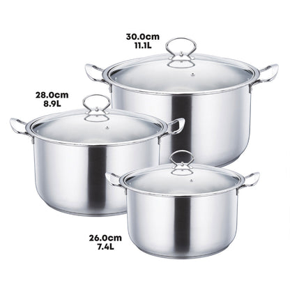 SQ Professional Gems Stainless Steel Stockpot Set 3pc