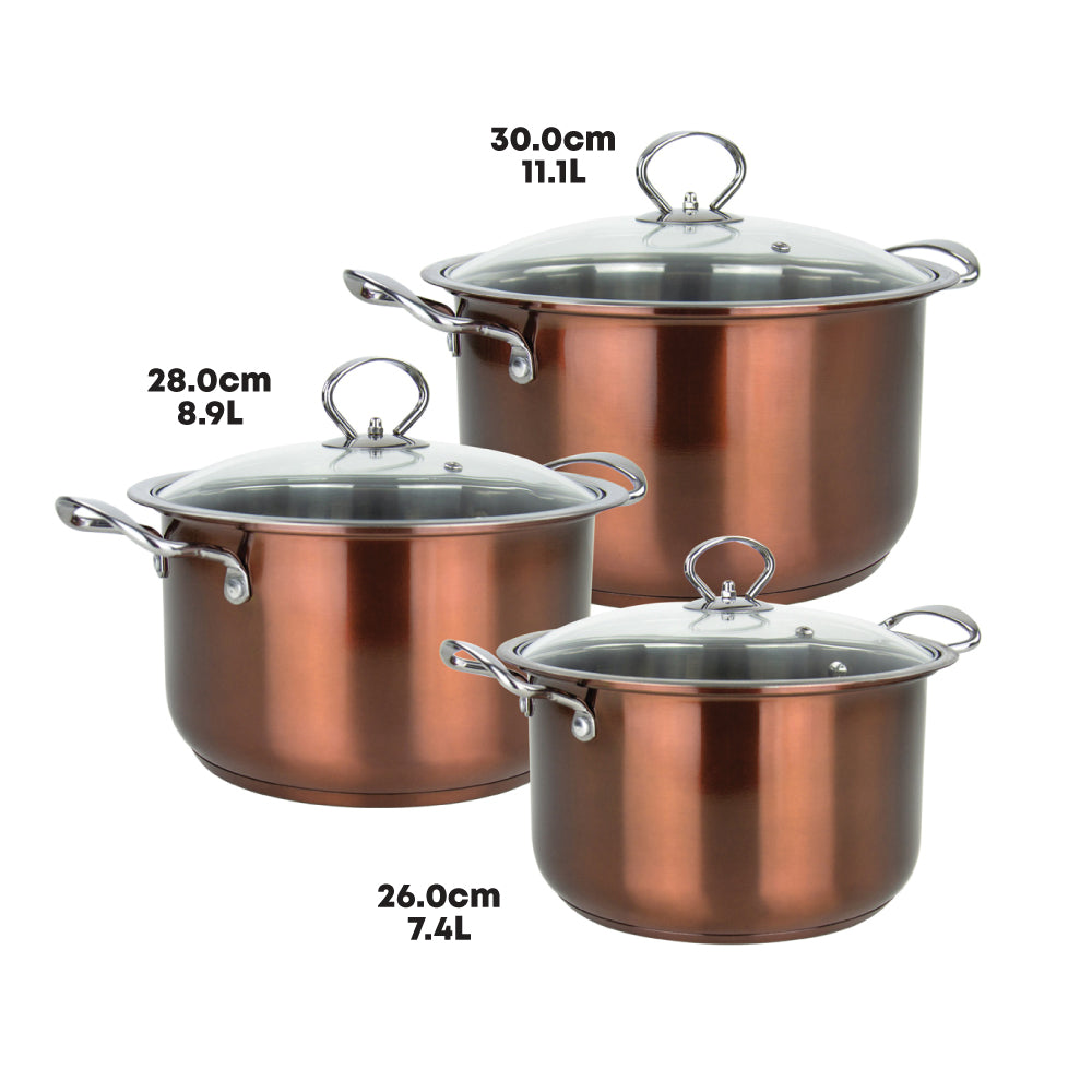 SQ Professional Gems Stainless Steel Stockpot Set 3pc
