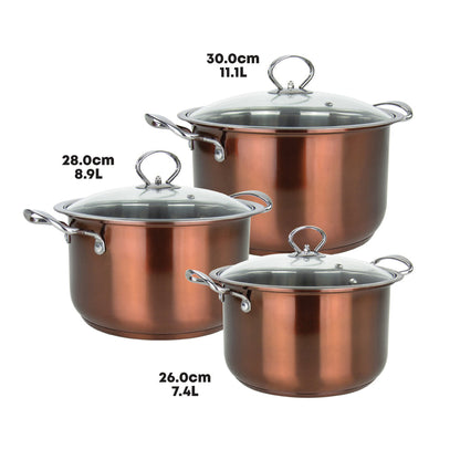 SQ Professional Gems Stainless Steel Stockpot Set 3pc