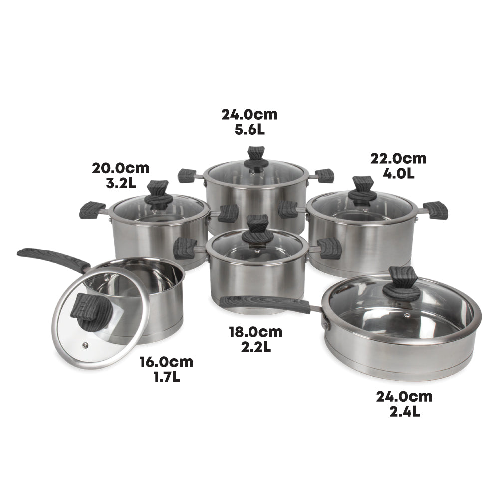 SQ Professional Lustro Stainless Steel Touch Cookware 6pc Set