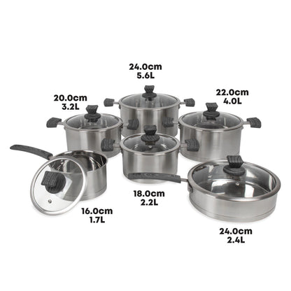 SQ Professional Lustro Stainless Steel Touch Cookware 6pc Set